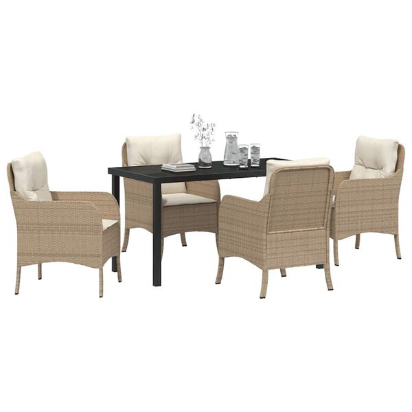 vidaXL Conjunto de Comedor de Jard&iacute;n 5 pcs Beige rat&aacute;n sint&eacute;tico