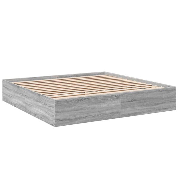 vidaXL Estructura de cama madera de ingenier&iacute;a gris Sonoma 200x200 cm