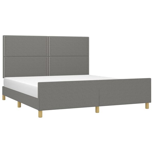vidaXL Cama sin colch&oacute;n de tela gris oscuro 180x200 cm