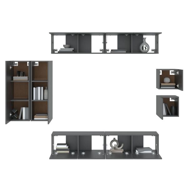 vidaXL Set de muebles para TV 8 piezas madera contrachapada negro