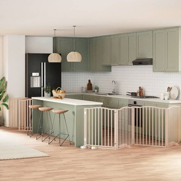 vidaXL Puerta para perros plegable 12 paneles madera de &aacute;lamo 960 cm