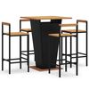vidaXL Mesa bar y taburetes jard&iacute;n 5 pzas madera acacia rat&aacute;n PE negro