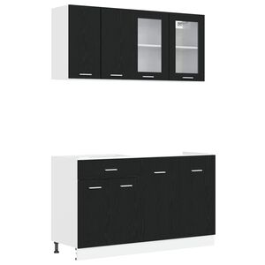 vidaXL Unidad de cocina LYON 4 pcs Roble Negro Madera de ingenier&iacute;a