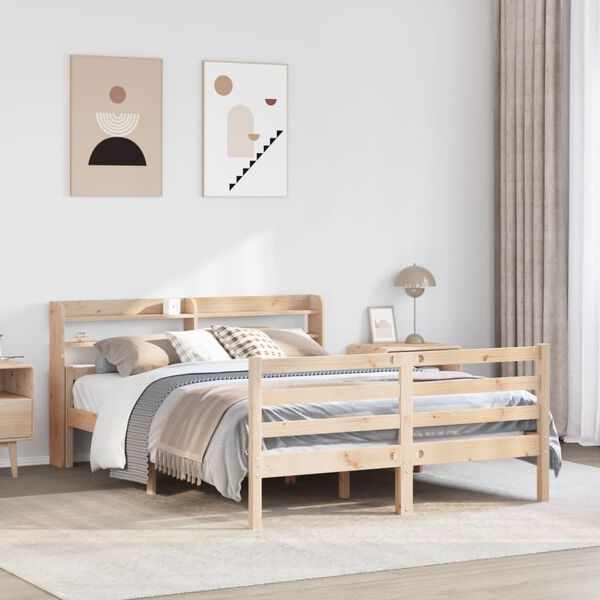 vidaXL Estructura de cama con cabecero madera maciza pino 140x200 cm