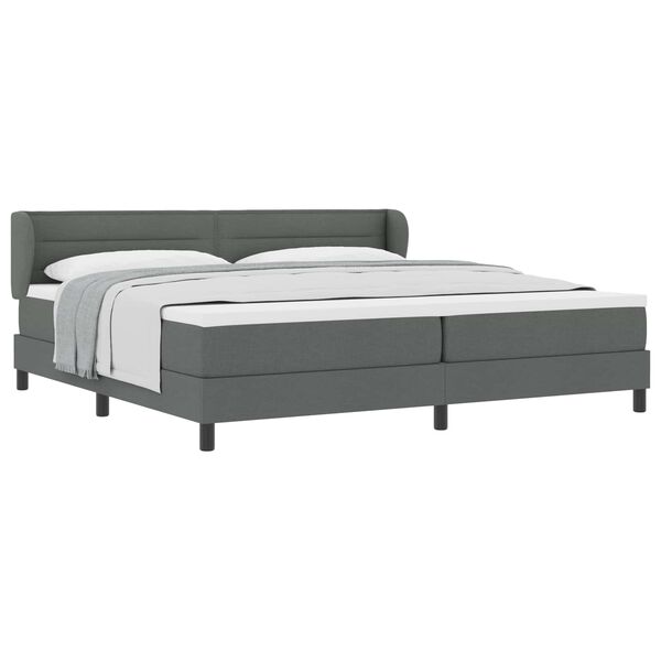 vidaXL Cama tipo Box Spring con colch&oacute;n Gris oscuro 200 x 200 cm tela