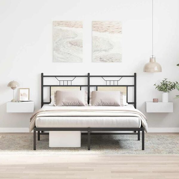 vidaXL Mesitas de noche flotantes 2 uds madera ingenier&iacute;a blanco