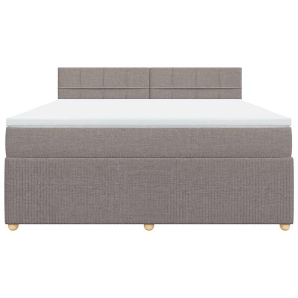 vidaXL Cama box spring con colch&oacute;n tela gris taupe 180x200 cm