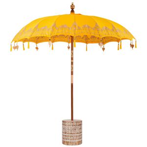 vidaXL Paraguas balin&eacute;s con base Amarillo 215 x 215 x 260 cm Algod&oacute;n
