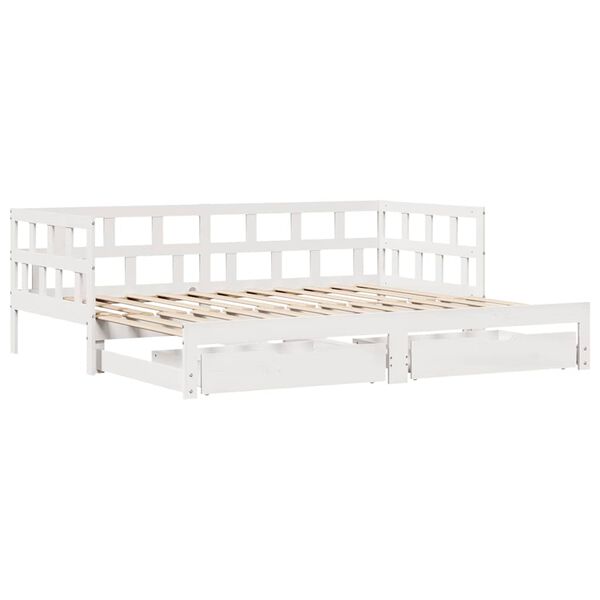 vidaXL Sofá cama nido con cajones sin colchón blanco 80x200 cm