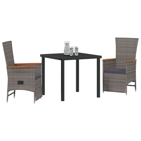 vidaXL Conjunto de Comedor de Jardín con cojín 5 pcs Gris Poliratán
