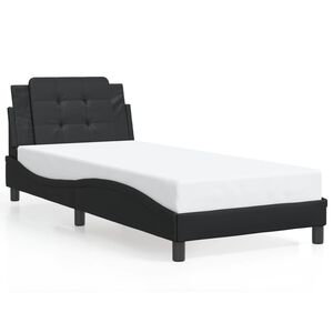 vidaXL Estructura de cama sin colch&oacute;n Zadar cuero sint&eacute;tico negro 90x190 cm