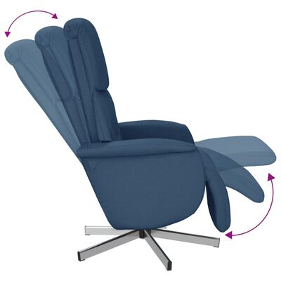 vidaXL Sillón reclinable con reposapiés tela azul