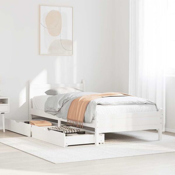 vidaXL Estructura de cama sin colch&oacute;n madera maciza blanca 90x190 cm