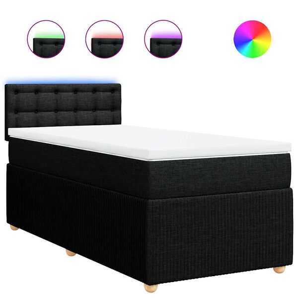 vidaXL Cama box spring con colch&oacute;n tela negro 100x200 cm