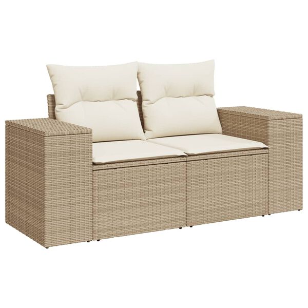 vidaXL Set de sof&aacute;s de jard&iacute;n 9 pzas con cojines rat&aacute;n sint&eacute;tico beige