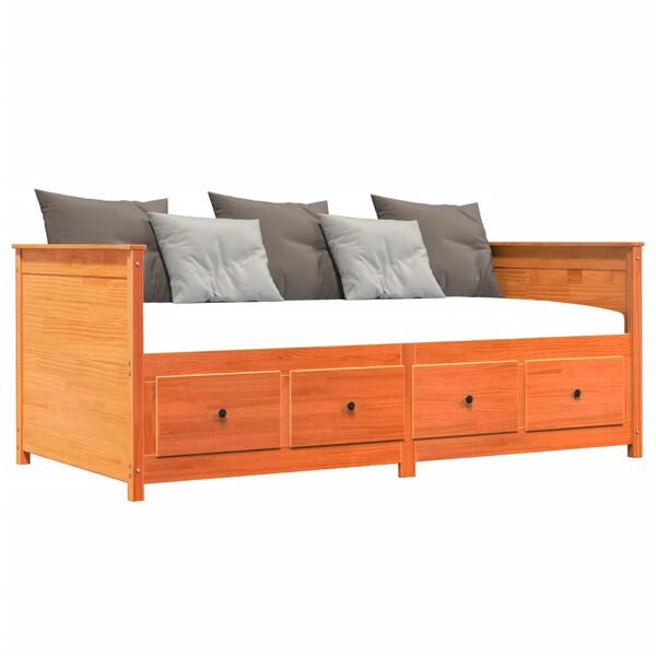 vidaXL Sof&aacute; cama sin colch&oacute;n madera maciza pino marr&oacute;n cera 80x200 cm