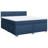 vidaXL Cama box spring con colch&oacute;n tela azul 180x200 cm