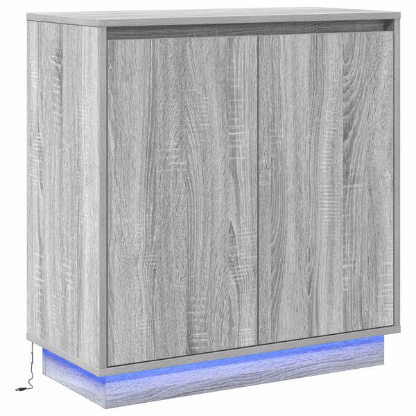 vidaXL Aparador LED Gris Sonoma 71 x 34,5 x 75 cm Madera de ingenier&iacute;a