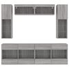 vidaXL Muebles de TV de pared con luces LED 6 piezas gris hormig&oacute;n