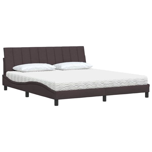vidaXL Cama con colch&oacute;n Hanko de tela marr&oacute;n oscuro 180x200 cm