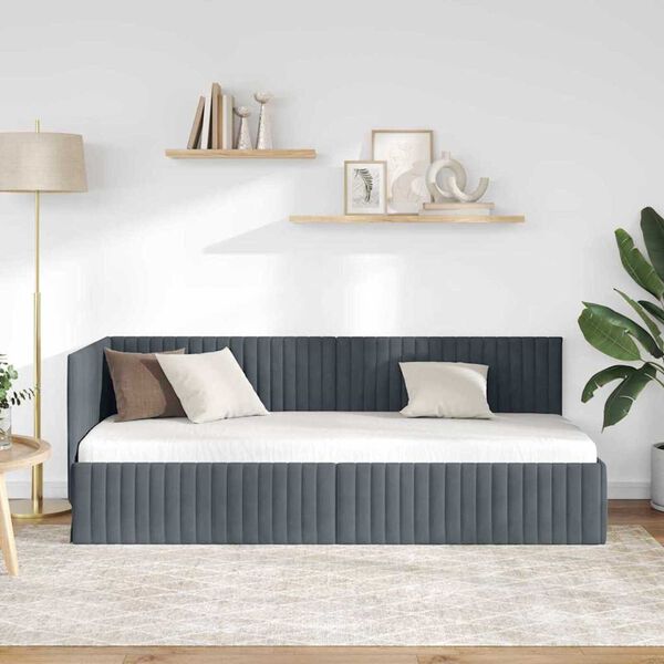 vidaXL Estructura de cama en esquina Gris oscuro 80 cm x 200 cm