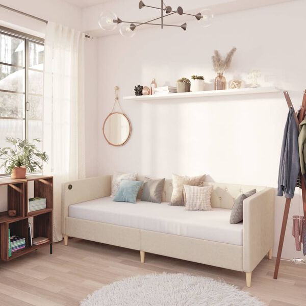 vidaXL Sof&aacute; cama USB de tela color crema 90x200 cm