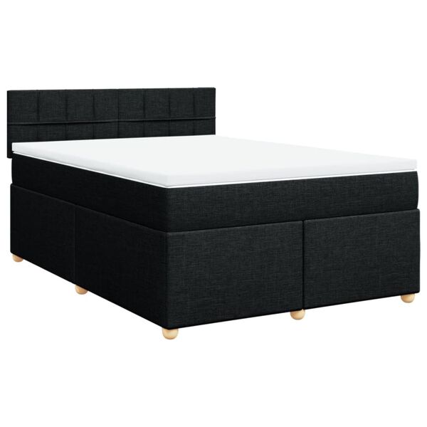 vidaXL Cama box spring con colch&oacute;n tela negro 140x200 cm