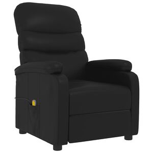 vidaXL Sillón de masaje de cuero sintético negro