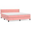 vidaXL Cama box spring con colch&oacute;n terciopelo rosa 160x200 cm