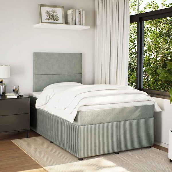 vidaXL Cama box spring con colch&oacute;n terciopelo gris claro 120x190 cm