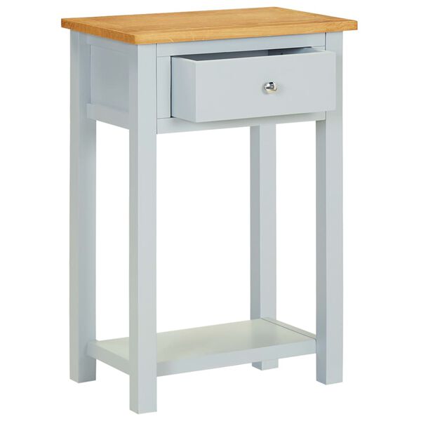 vidaXL Mesa auxiliar de madera maciza de roble 50x32x75 cm