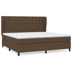 vidaXL Cama box spring con colch&oacute;n tela marr&oacute;n oscuro 200x200 cm