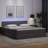vidaXL Cama con almacenamiento y LED Gris 200 x 200 cm Cuero sint&eacute;tico