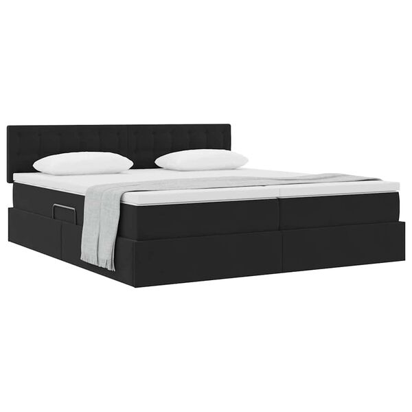 vidaXL Cama con almacenamiento con colch&oacute;n Negro 100 x 200 cm