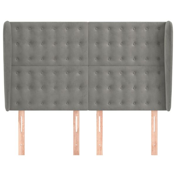 vidaXL Cabecero con orejas de terciopelo gris claro 147x23x118/128 cm