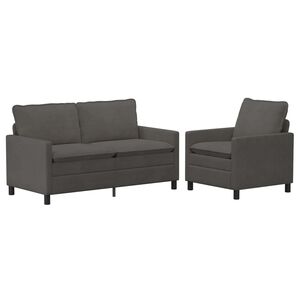 vidaXL Juego de Sof&aacute; 2 pcs Gris oscuro Tela