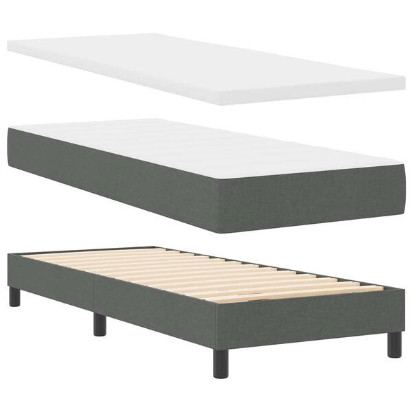 vidaXL Cama tipo Box Spring Gris oscuro 200 x 80 cm Poli&eacute;ster