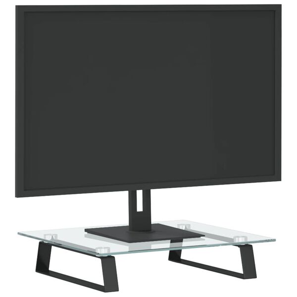vidaXL Soporte de monitor vidrio templado y metal negro 40x35x8 cm