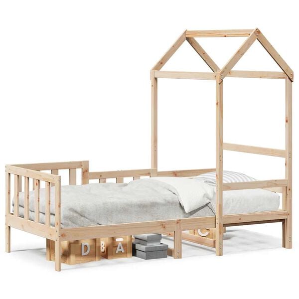 vidaXL Sof&aacute; cama con techo de madera maciza de pino 80x200 cm