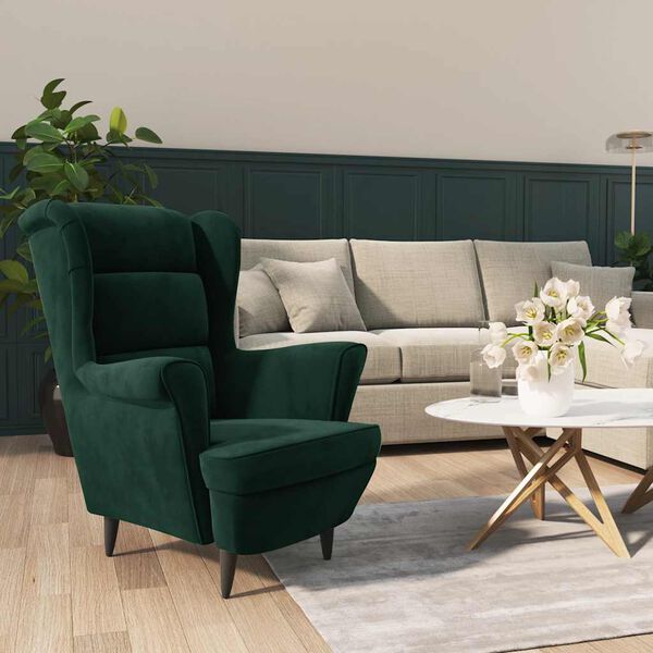 vidaXL Sill&oacute;n de terciopelo verde oscuro