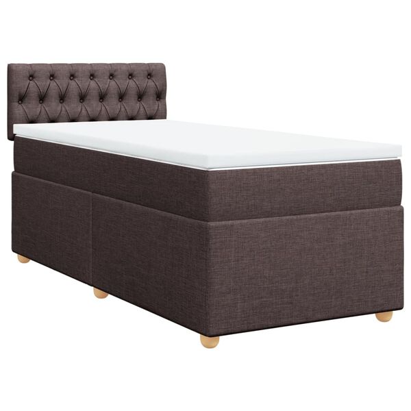 vidaXL Cama box spring con colch&oacute;n tela marr&oacute;n oscuro 90x190 cm