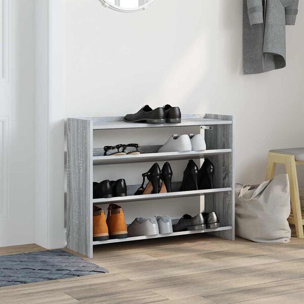 vidaXL Mueble zapatero madera contrachapada gris sonoma 80x25x62 cm
