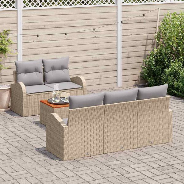 vidaXL Conjunto de sofás de jardín 6 pcs Beige ratán sintético