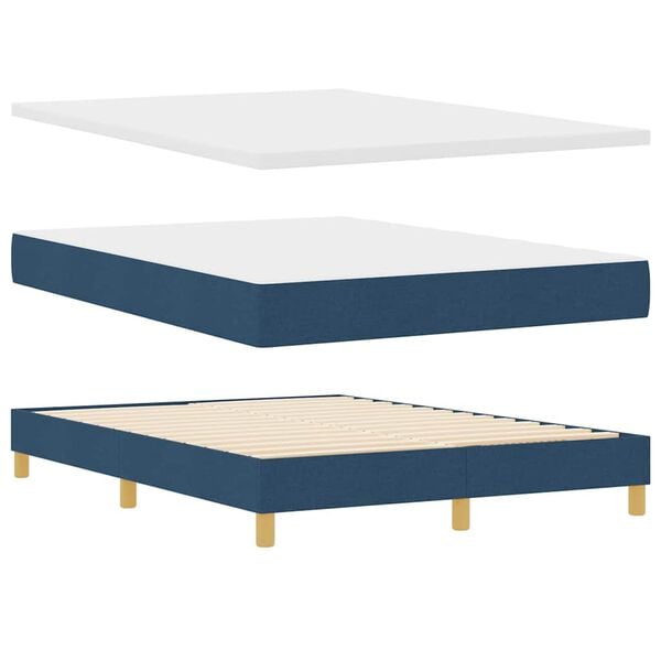 vidaXL Cama tipo Box Spring con colch&oacute;n Azul 190 x 140 cm tela