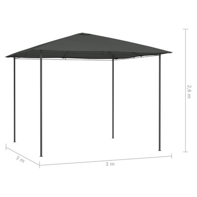 vidaXL Cenador gris antracita 3x3x2,6 m 160 g/m²