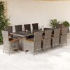 vidaXL Set de comedor de jard&iacute;n 11 pzas y cojines rat&aacute;n sint&eacute;tico gris