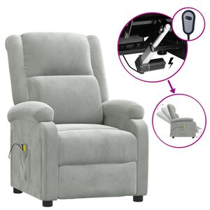 vidaXL Sill&oacute;n de masaje el&eacute;ctrico terciopelo gris claro