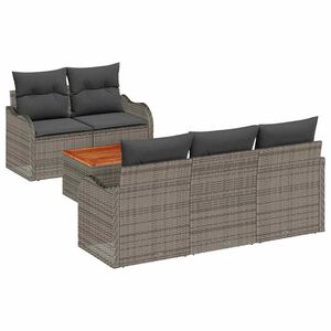 vidaXL Conjunto de sof&aacute;s de jard&iacute;n 6 pcs Gris rat&aacute;n sint&eacute;tico