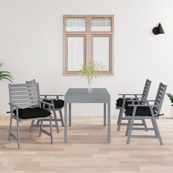 vidaXL Sillas de comedor jard&iacute;n con cojines 4 uds madera maciza acacia