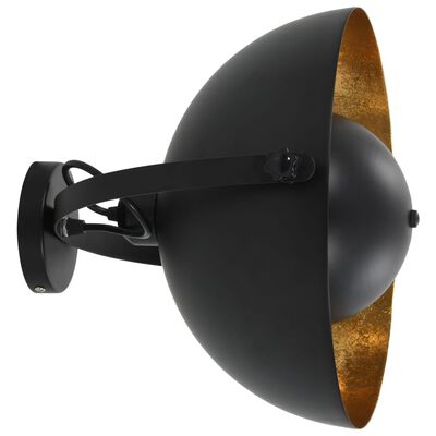vidaXL Lámpara de pared negro y dorado semiesférica E27